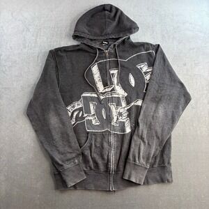 DC Shoes Zip Up Hoodie Grey Big Logo Skate Y2K Men's Medium